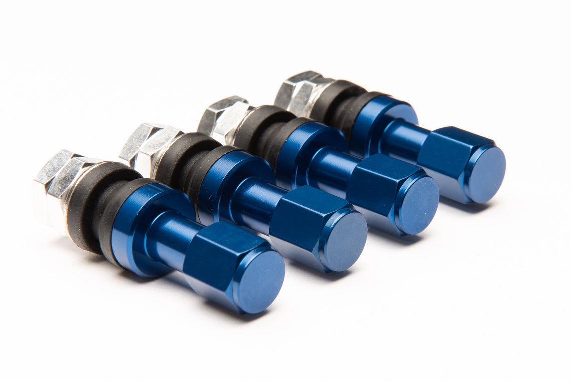Duraluminium Valve stems with caps and Japan valve cores - set of 4pcs