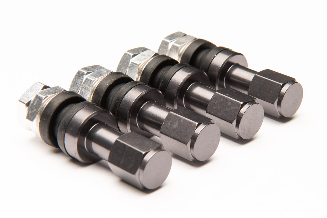 Duraluminium Valve stems with caps and Japan valve cores - set of 4pcs