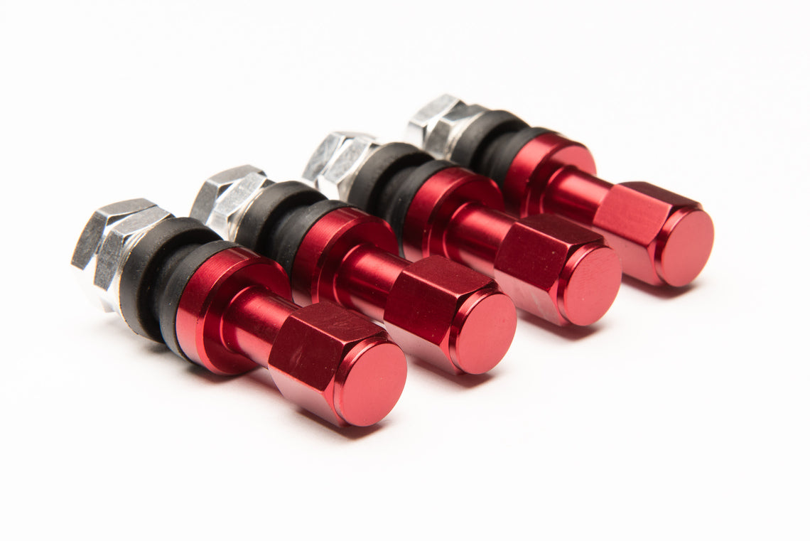Duraluminium Valve stems with caps and Japan valve cores - set of 4pcs