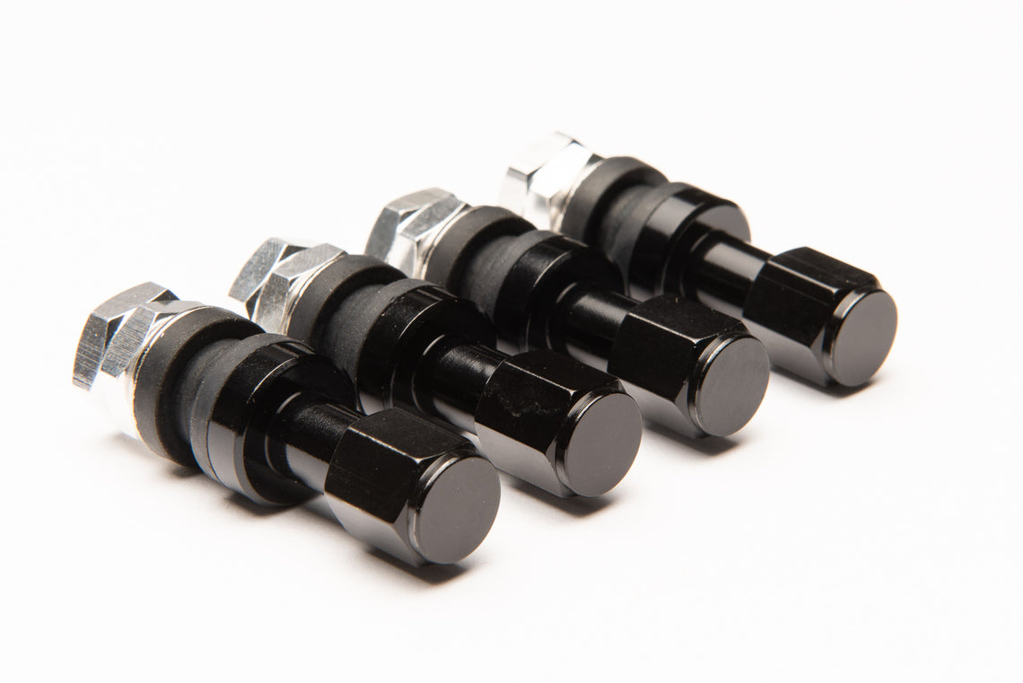 Duraluminium Valve stems with caps and Japan valve cores - set of 4pcs